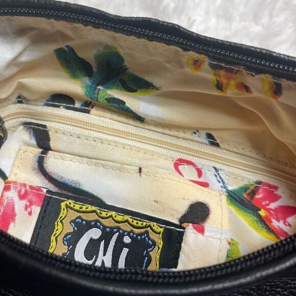 CHI By Carlos Falchi Black Leather Snake Skin  metallic strap Hobo shoul… - Picture 9 of 15